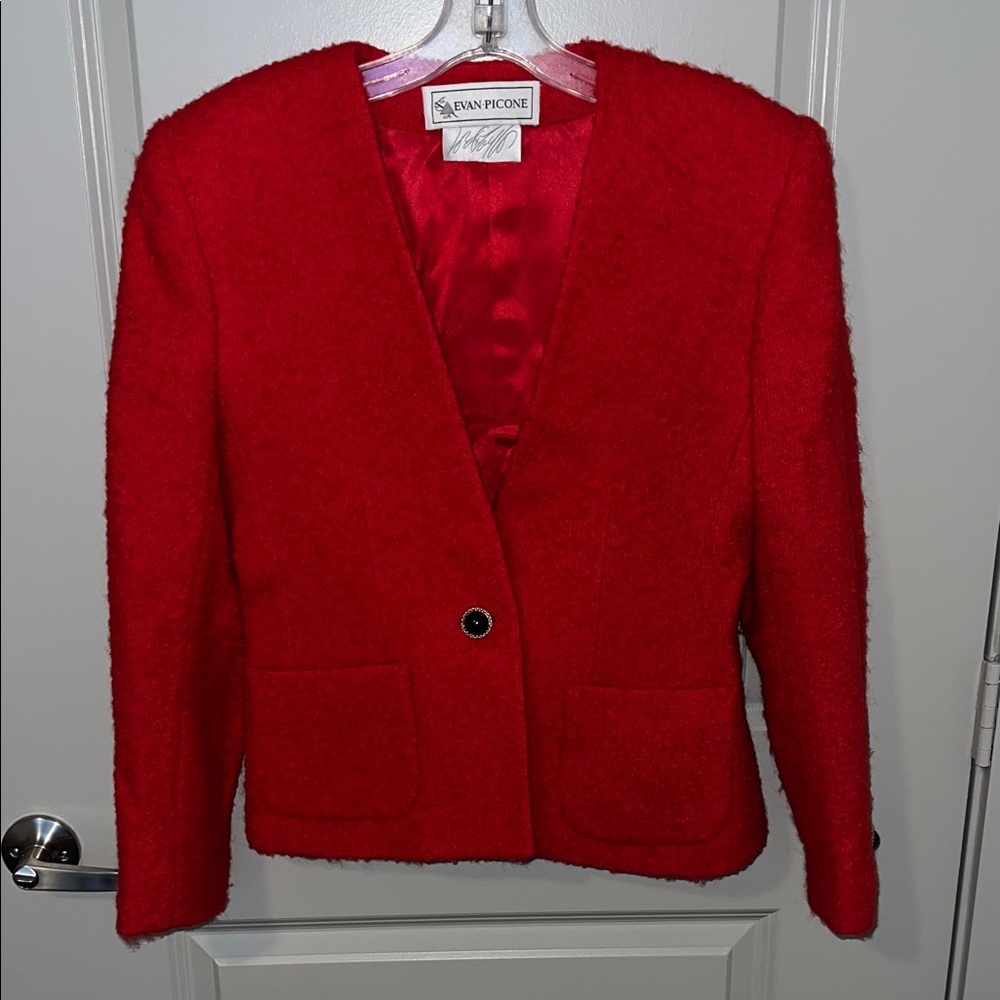 Evan Picone Classic Red Wool Blazer